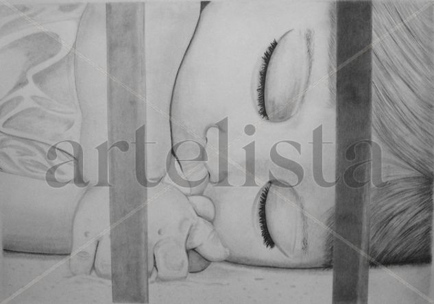 Niña durmiendo Graphite Paper Portrait