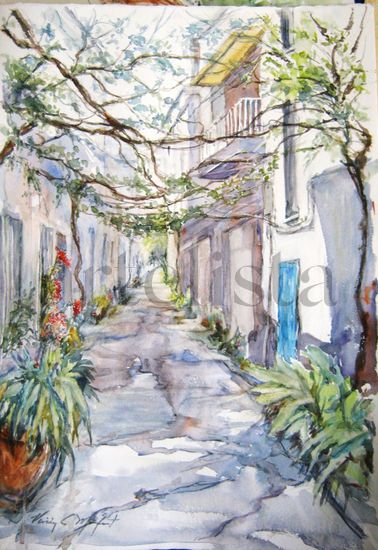 Calle de la Canyeta, Castelló de Rugat Watercolour Paper Landscaping