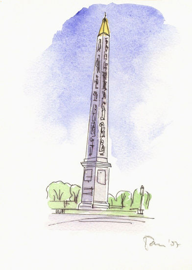 Obelisco de París Watercolour Paper Landscaping