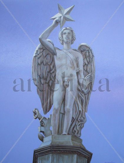 ANGEL-FUENTE PUERTO DE BARCELONA Óleo Lienzo Figura