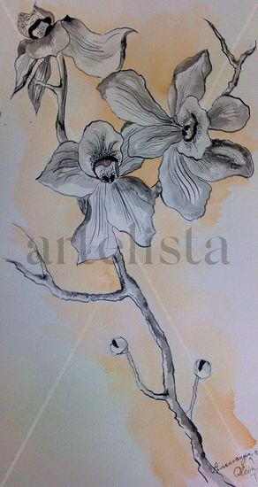 ORQUIDEA Ink Paper Floral Painting