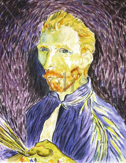 VAN GOGH Acuarela Papel Retrato