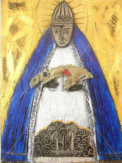 Virgen de la Caridad Media Mixta Lienzo Figura