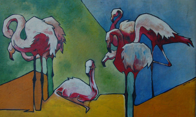 Flamencos Óleo Lienzo Paisaje