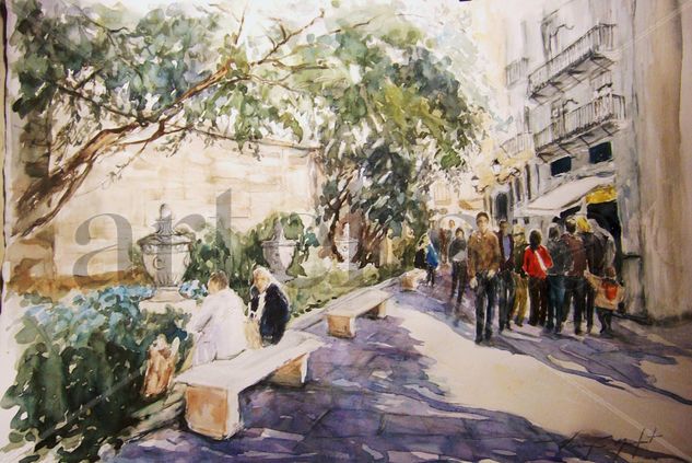 Hora del almuerzo. Calle del Micalet, Valencia Watercolour Paper Landscaping