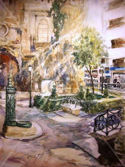 Amanecer en los Jardines del Mestre Marçal de Sax, Valencia Watercolour Paper Landscaping