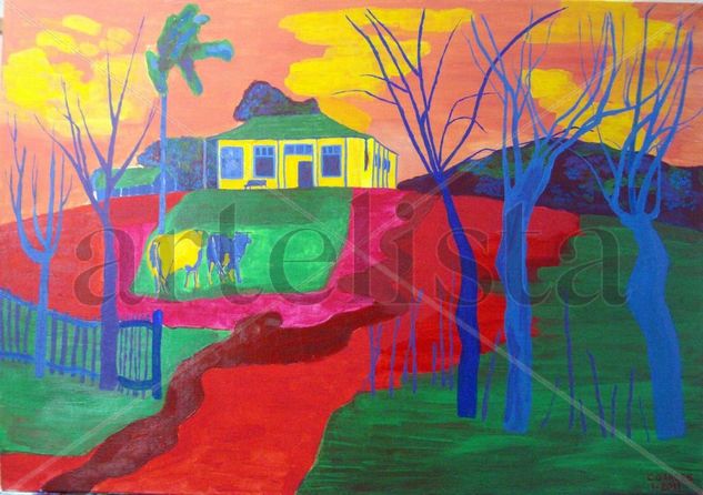 La casa de la loma de Camarones / The house of the hill in Camarones Acrylic Canvas Landscaping