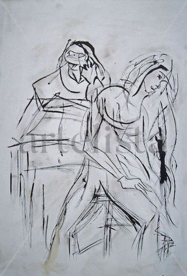 pensamientos Ink Canvas Figure Painting