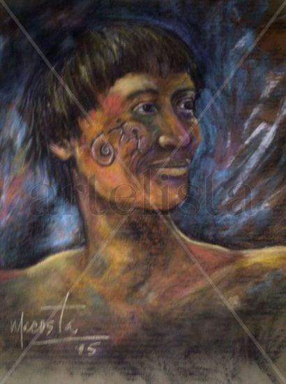 Indio Pastel Canvas Figure Painting