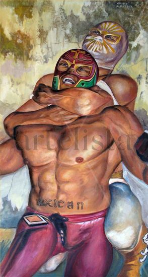 Mistico vs Rey Misterio Oil Canvas Sports