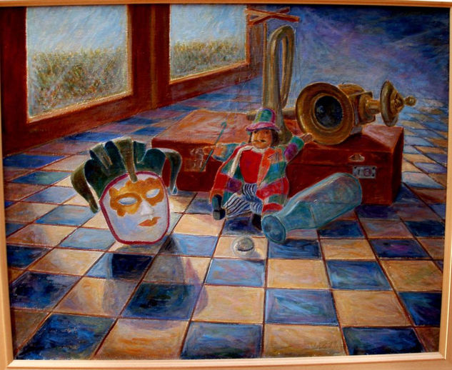 "Desvan con marioneta" Oil Canvas Still Life Paintings