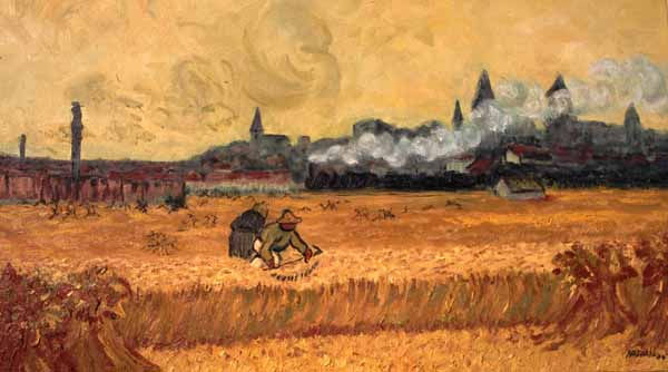 “Interpretación del Campo de Vincent VII” Oil Canvas Landscaping