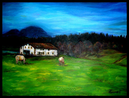 Paisaje con caserío...