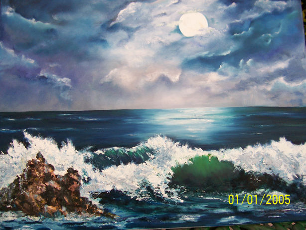 SUNSET Oil Canvas Marine Painting