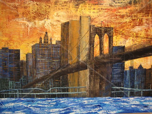 Puente de Brooklyn Oil Canvas Landscaping