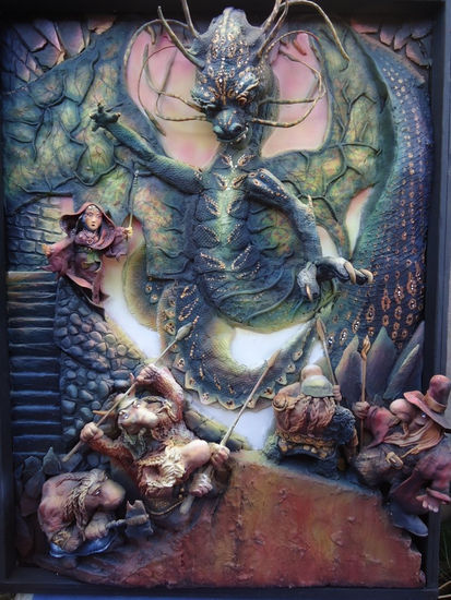 Dragon y enanos guerreros Mixed Figurative
