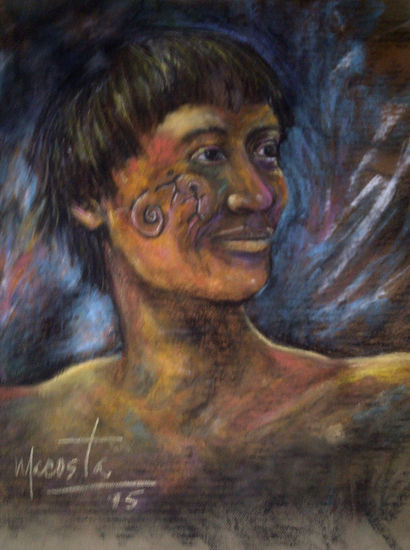 Indio Pastel Paper Figure Painting