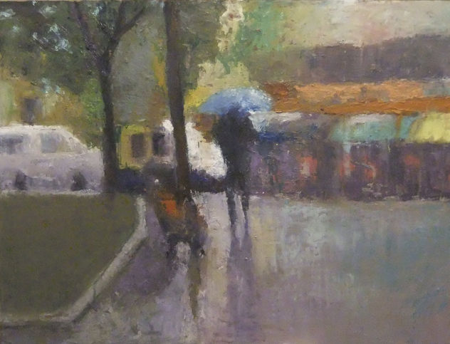El paraguas azul- 61X50 cm.