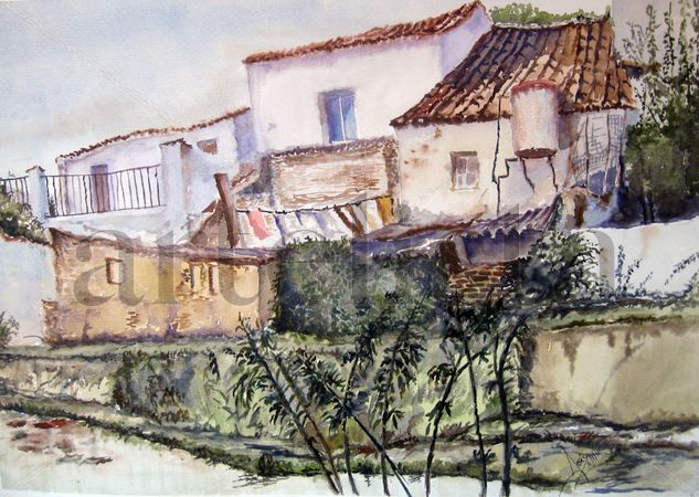 casas junto al rio Watercolour Paper Landscaping