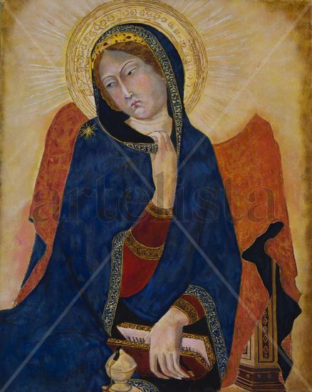 Virgen de la Anunciación de Simone Martini (copia) Óleo Lienzo Figura