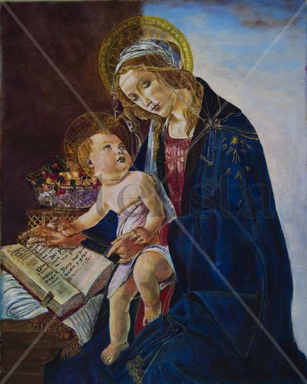 Madonna del libro de Botticelli (copia) Óleo Lienzo Figura