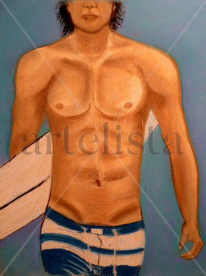 Surfer Pastel Canvas Nude Paintings