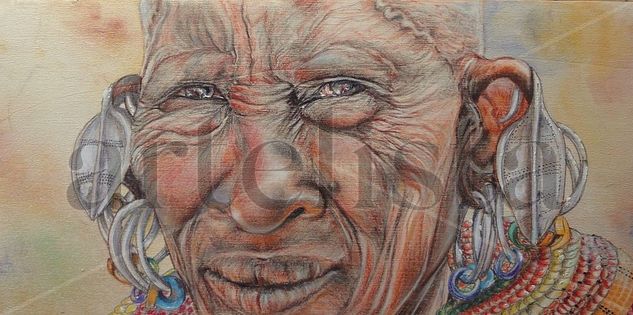 Masai Woman 2 Pastel Panel Portrait