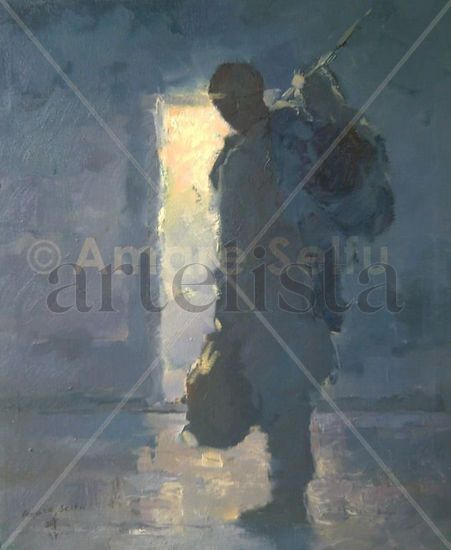 At the gate Oil Canvas Figure Painting