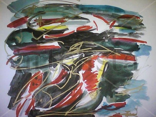 Peces en movimiento Watercolour Paper Marine Painting