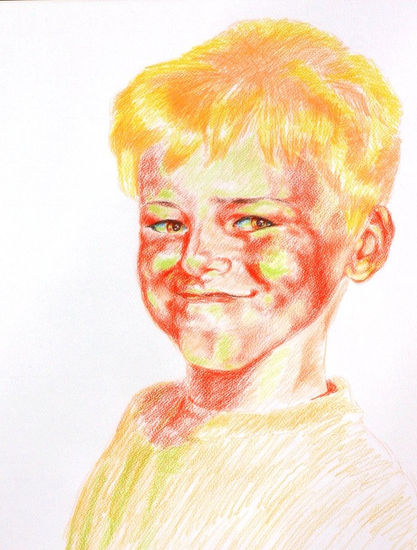 El muchacho solar (el Hijo del pintor Sasha) Pencil (coloured) Paper Portrait