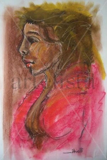 Figura de perfil Pastel Paper Figure Painting