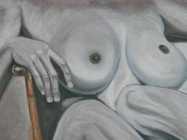 Desnudez sentada Pastel Paper Nude Paintings