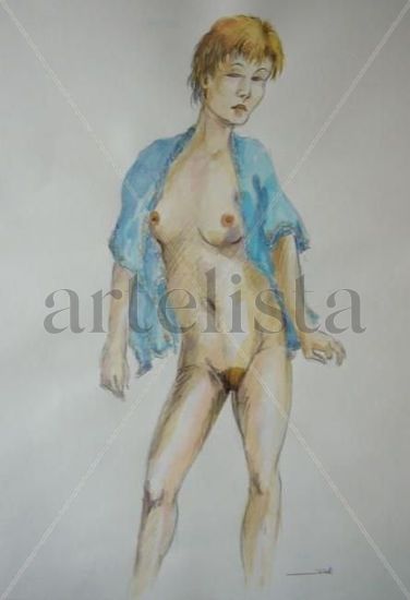 Nú 37 Watercolour Textile Nude Paintings