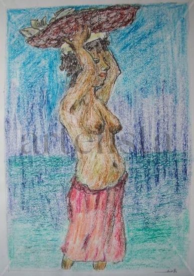 Peixeira com cesto Pencil (coloured) Paper Nude Paintings