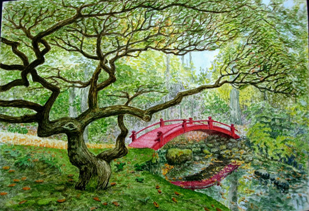 Puente rojo Watercolour Paper Landscaping