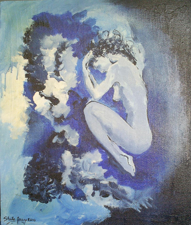 mujer en utero azul