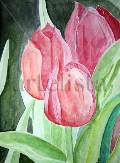 Tulipanes Watercolour Paper Floral Painting