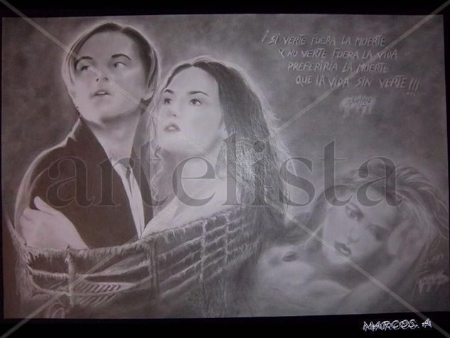 RETRATO DE LA PELICULA TITANIC ( KATE WISLET Y LEONARDO DICAPRIO ) Charcoal