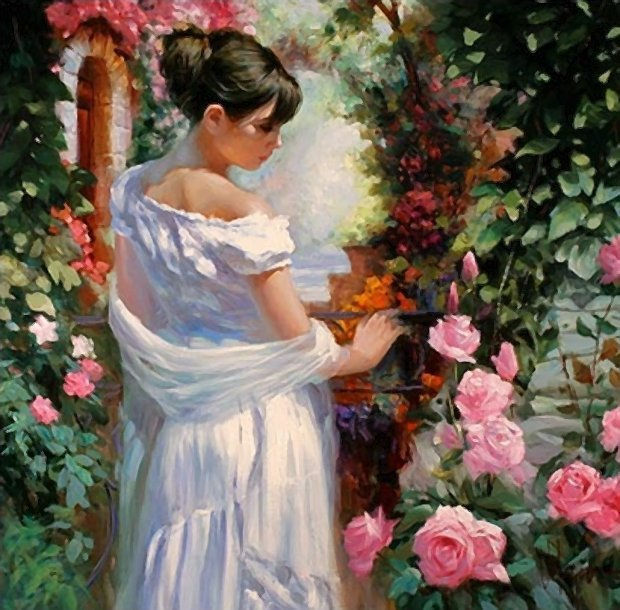 DAMA EN EL JARDIN