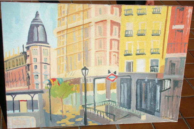 gran via de madrid Acrylic Canvas Landscaping