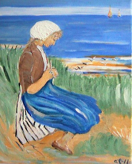 Muller tecendo nas dunas 