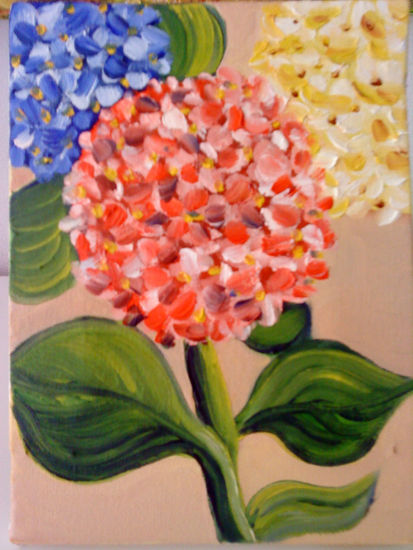 Hortensias diminutas. Oil Canvas Floral Painting