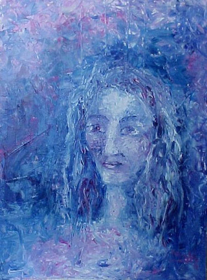 RETRATO AZUL Oil Panel Portrait