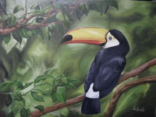 tucan en bosque tropical Oil Canvas Landscaping