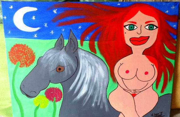 Lady Godiva Acrylic Canvas Figure Painting