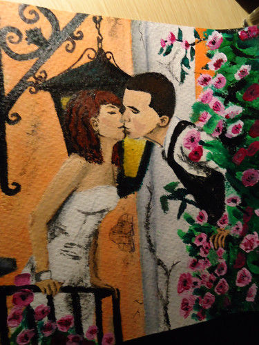 El callejón del beso Oil Paper Portrait