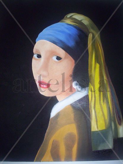 mi chica de la perla Oil Canvas Figure Painting