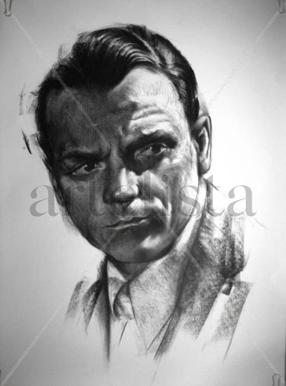 "  James   Cagney    como   John   Dillinger ". Charcoal