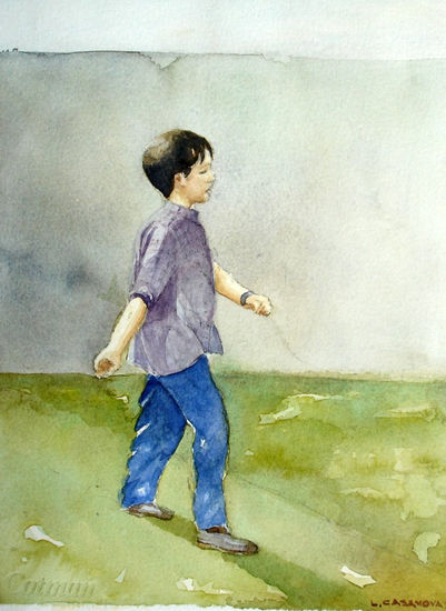 DE PASEO.-0408 Watercolour Paper Figure Painting