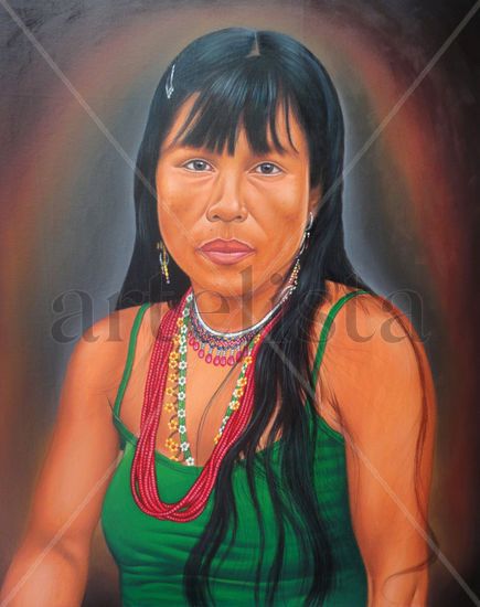 MUJER EMBERA Oil Canvas Portrait